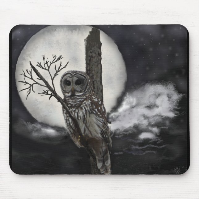 Mousepad of Bard Owl in Night Sky (Front)