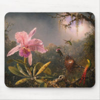 Mousepad: Orchid and Hummingbirds