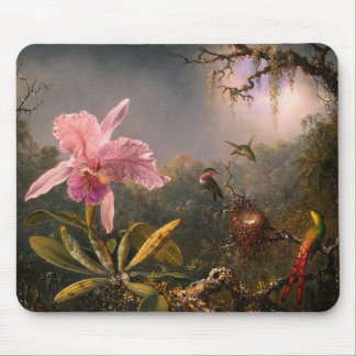 Mousepad:  Orchid and Hummingbirds Mouse Pad