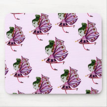 Mousepad pink mushroom fairies design 