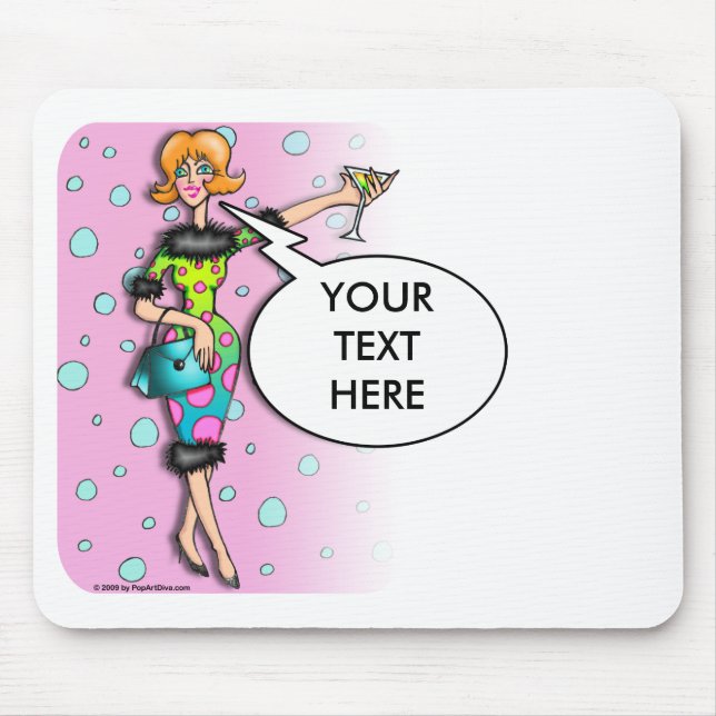 Mousepad - Polka Dot Martini Diva (Front)