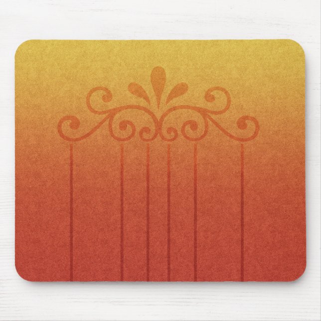 Mousepad, Pretty Orange & Gold Fleur Design Mouse Pad (Front)