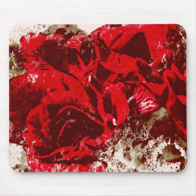 Mousepad Red Rose Watercolor (Front)