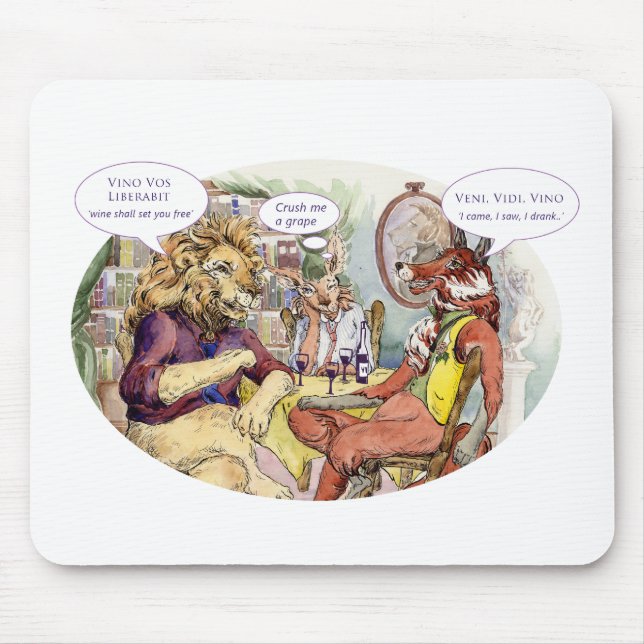 Mousepad - Three friends and a bottle of wine (Front)