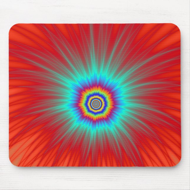 Mousepad    Turquoise Explosion on Red (Front)
