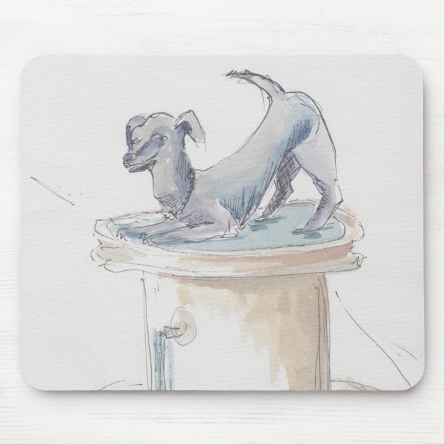 Mousepad Watercolor Sketch "Dog Fountain London" (Front)