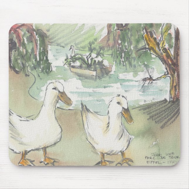 Mousepad Watercolor Sketch "Ducks/Paris" (Front)