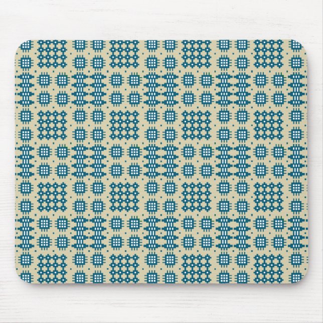 Mousepad: Welsh Tapestry Pattern, Navy, Taupe Mouse Pad (Front)
