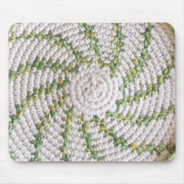 Mousepad - White and Green Spiral (Front)