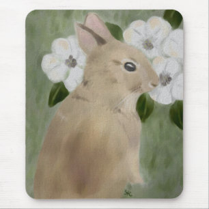 Mousepad with Baby Bunny and Flowers