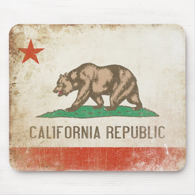 Mousepad with Distressed California Republic Flag (Front)