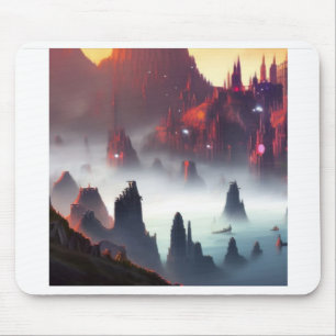 Mousepad with futuristic city design