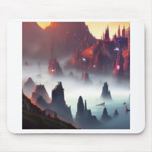 Mousepad with futuristic city design (Front)