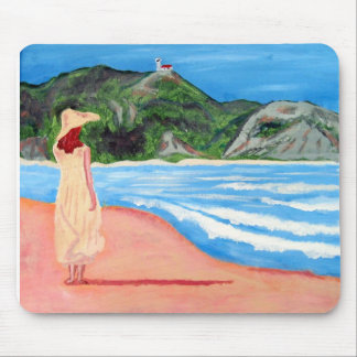 Mousepad with painting of lady on beach