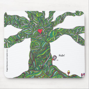 Mousepad with Tree and character 'hello'