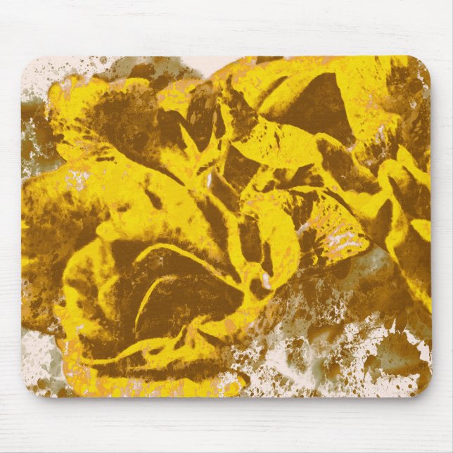 Mousepad Yellow Rose Watercolor (Front)
