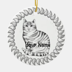 Mouser Tabby Cat Ceramic Ornament