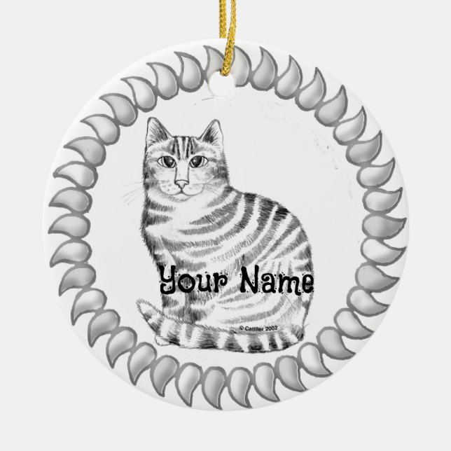 Mouser Tabby Cat  Ceramic Ornament (Front)