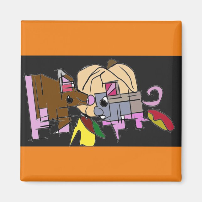Mouses and pumpkin  magnet (Front)