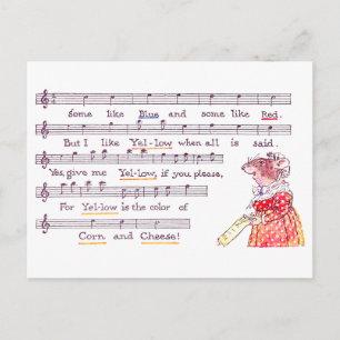 Mouse's Song in Praise of Yellow Cheese Postcard