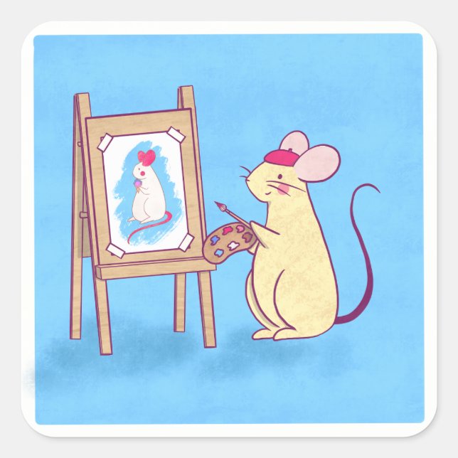 Mouseterpiece Painting Mouse Square Sticker (Front)