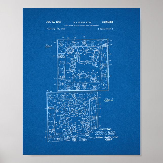 Mousetrap Board Game Patent - Blueprint Poster (Front)