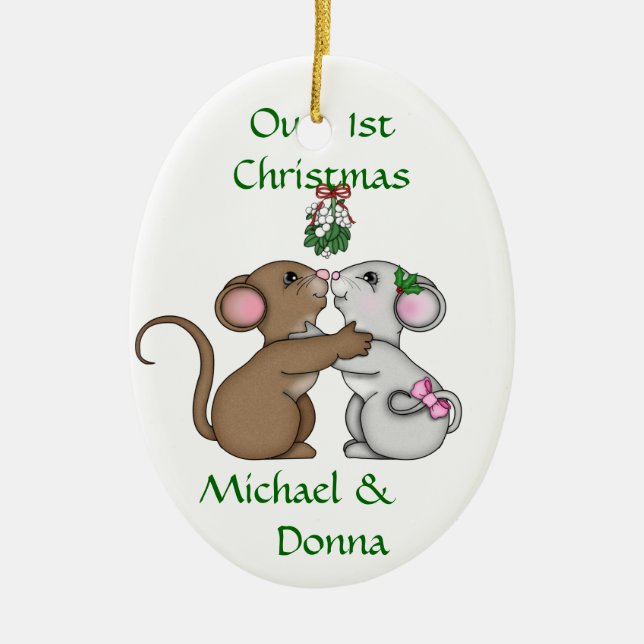 Mousey Love Christmas Ceramic Tree Decoration (Front)
