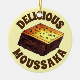 Moussaka Greek Mediterranean Food Eggplant Potato Ceramic Ornament