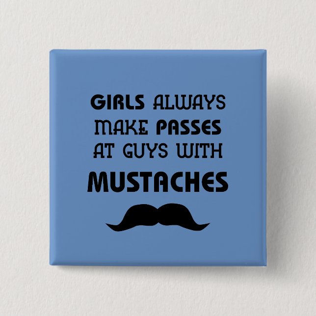Moustache 15 Cm Square Badge (Front)