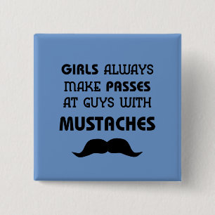 Moustache 15 Cm Square Badge