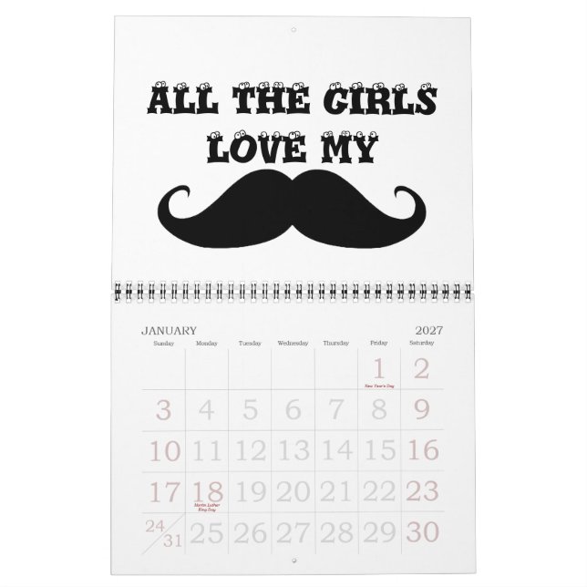 Moustache 2013 calendar (Jan 2027)