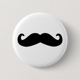 moustache 6 cm round badge