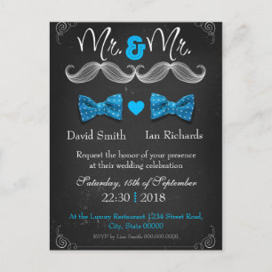Moustache and bow for Mr and Mr Postcard
