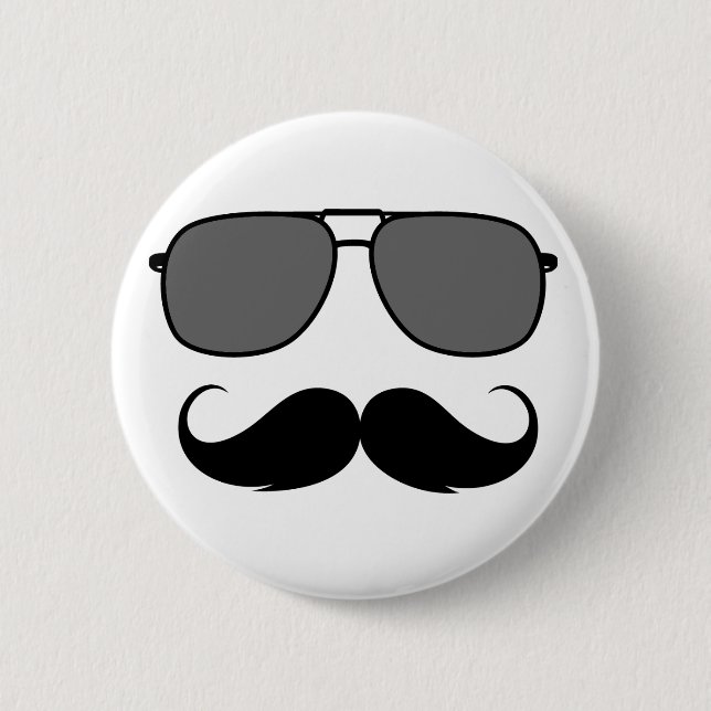 moustache and glasses 6 cm round badge (Front)