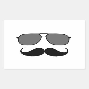 moustache and glasses rectangular sticker
