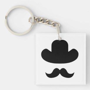 Moustache and hat key ring