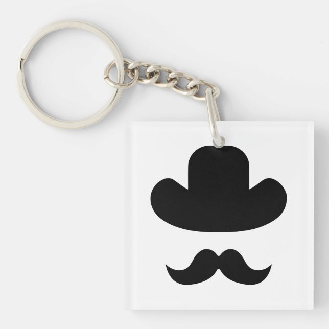 Moustache and hat key ring (Front)