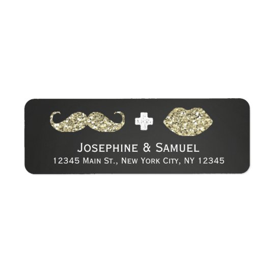 Moustache and Kiss Chalkboard Wedding Address Return Address Label