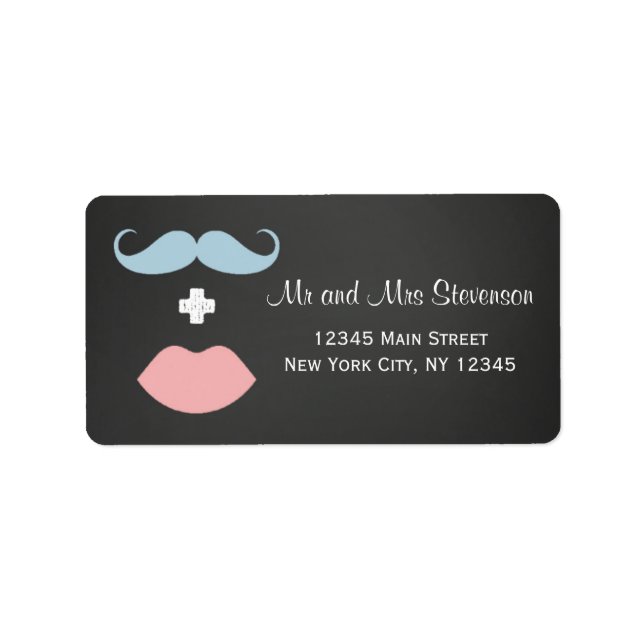 Moustache and Kisses Return Address Labels (Front)