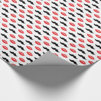 Moustache and Lips His & Hers Wedding Pattern Wrapping Paper