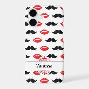 Moustache and Lips Red & Black Pattern