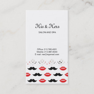 Moustache and Lips Red & Black Pattern Business Card