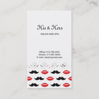 Moustache and Lips Red & Black Pattern Business Card