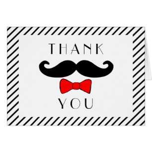 Moustache and Red Bowtie Thank You Note