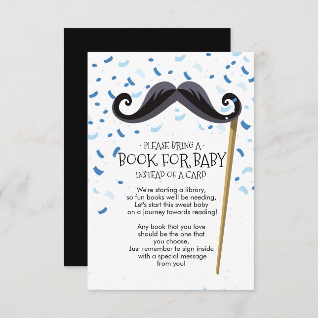 Moustache Baby Shower Book for Baby Card (Front/Back)
