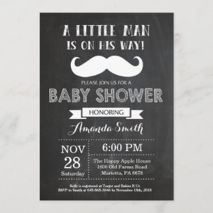 Moustache Baby Shower Invitation Chalkboard