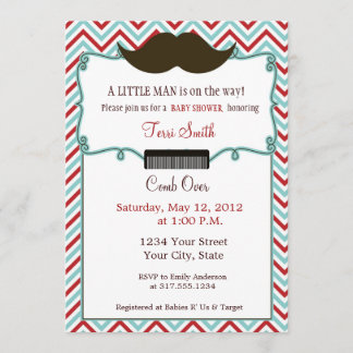 Moustache Baby Shower Invitation for Little Man