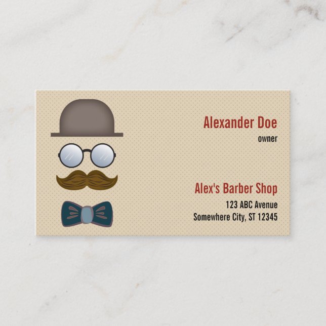 Moustache Barber Shop Business Card (Front)