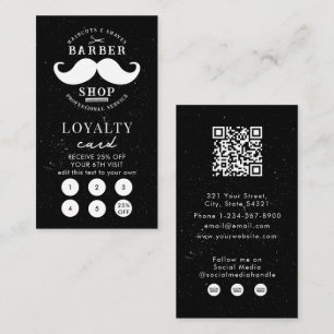 Moustache Barber Shop Hairstylist Loyalty Card