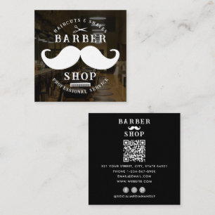 Moustache Barber Shop Masculine Hairstylist Photo Square Business Card